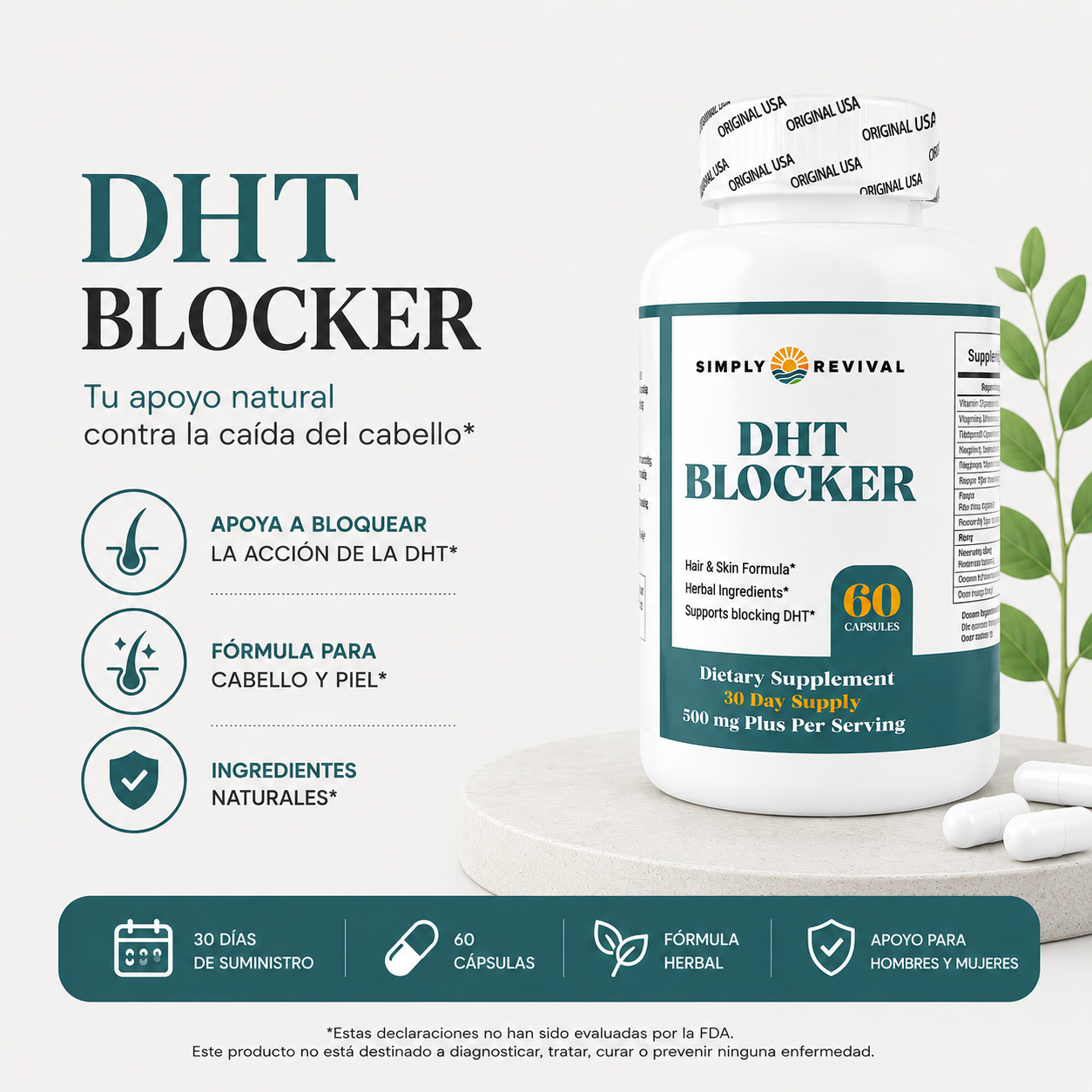 DHT BLOCKER 60 cápsulas - Frena la pérdida de cabello