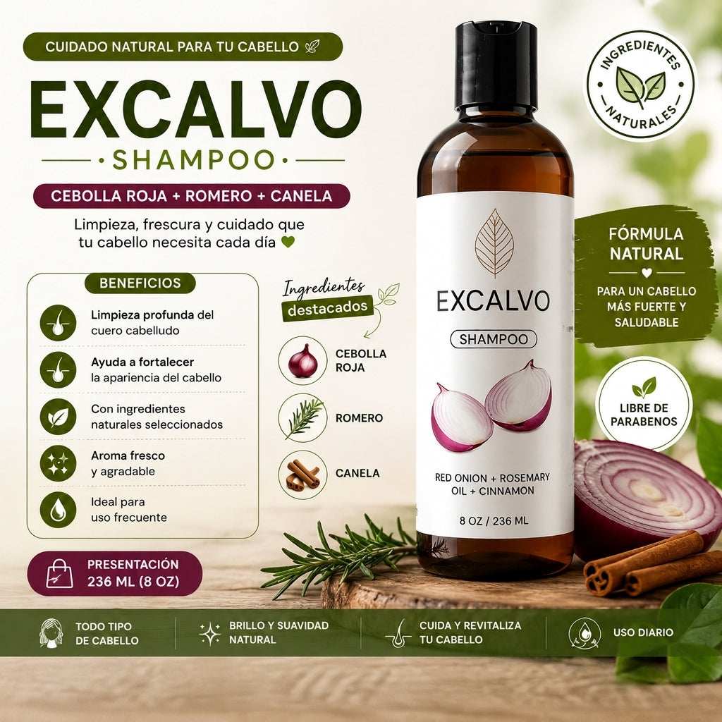 Excalvo Shampoo antícaida de cabello 236 ML.